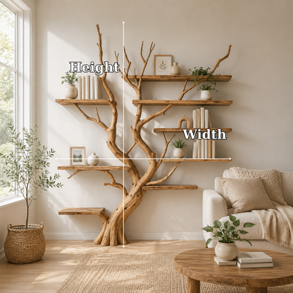 Large Solid Wood Tree Bookshelf for Nature Inspired Home Decor
