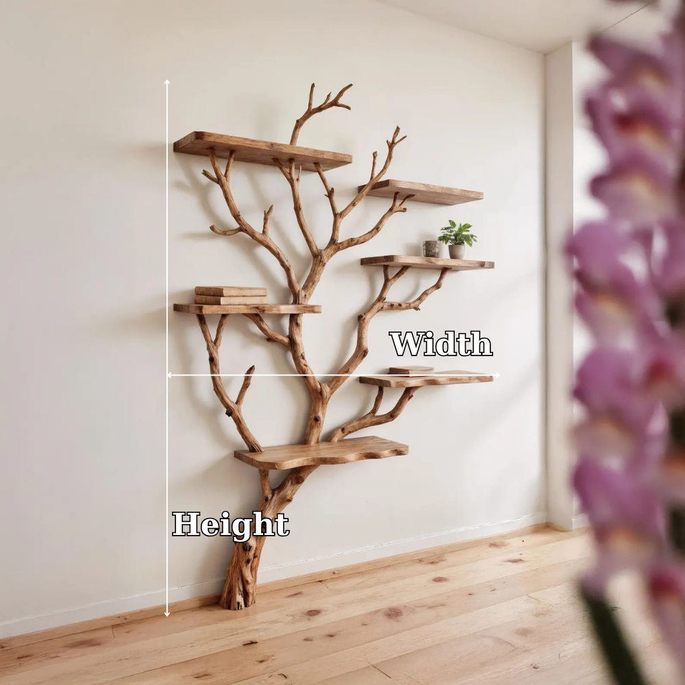 Liora Handcrafted Solid Wood Tree Bookshelf