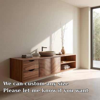Floating Solid Wood Bathroom Vanity with Storage