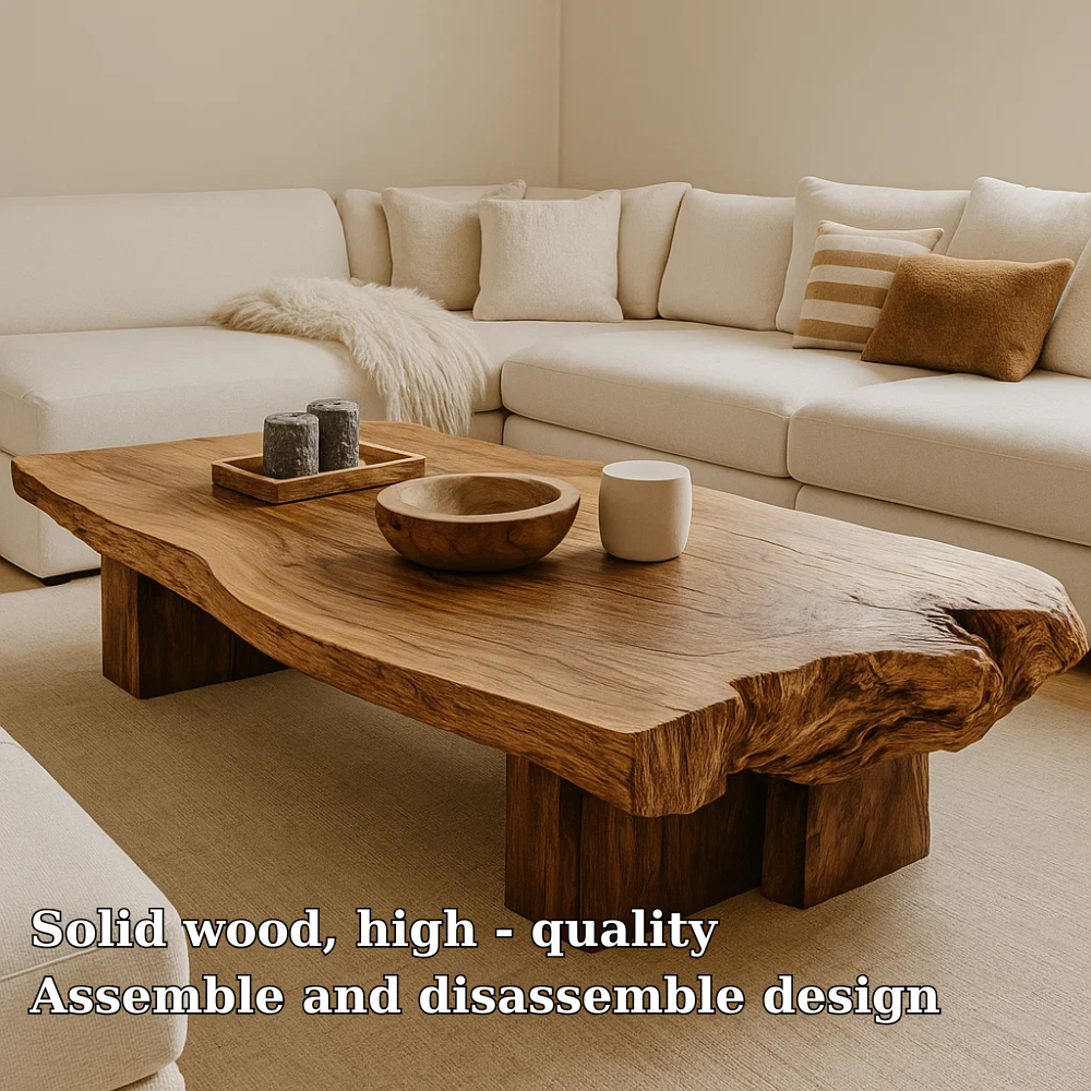 Handcrafted Solid Wood Coffee Table – Live Edge Organic Design for Modern Natural Interiors Kitchnce