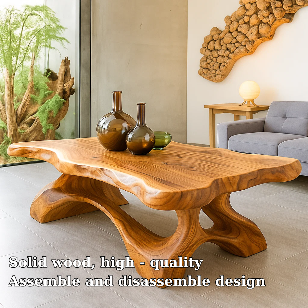 Handcrafted Solid Wood Coffee Table – Sculptural Live-Edge Centerpiece for Modern Interiors Kitchnce
