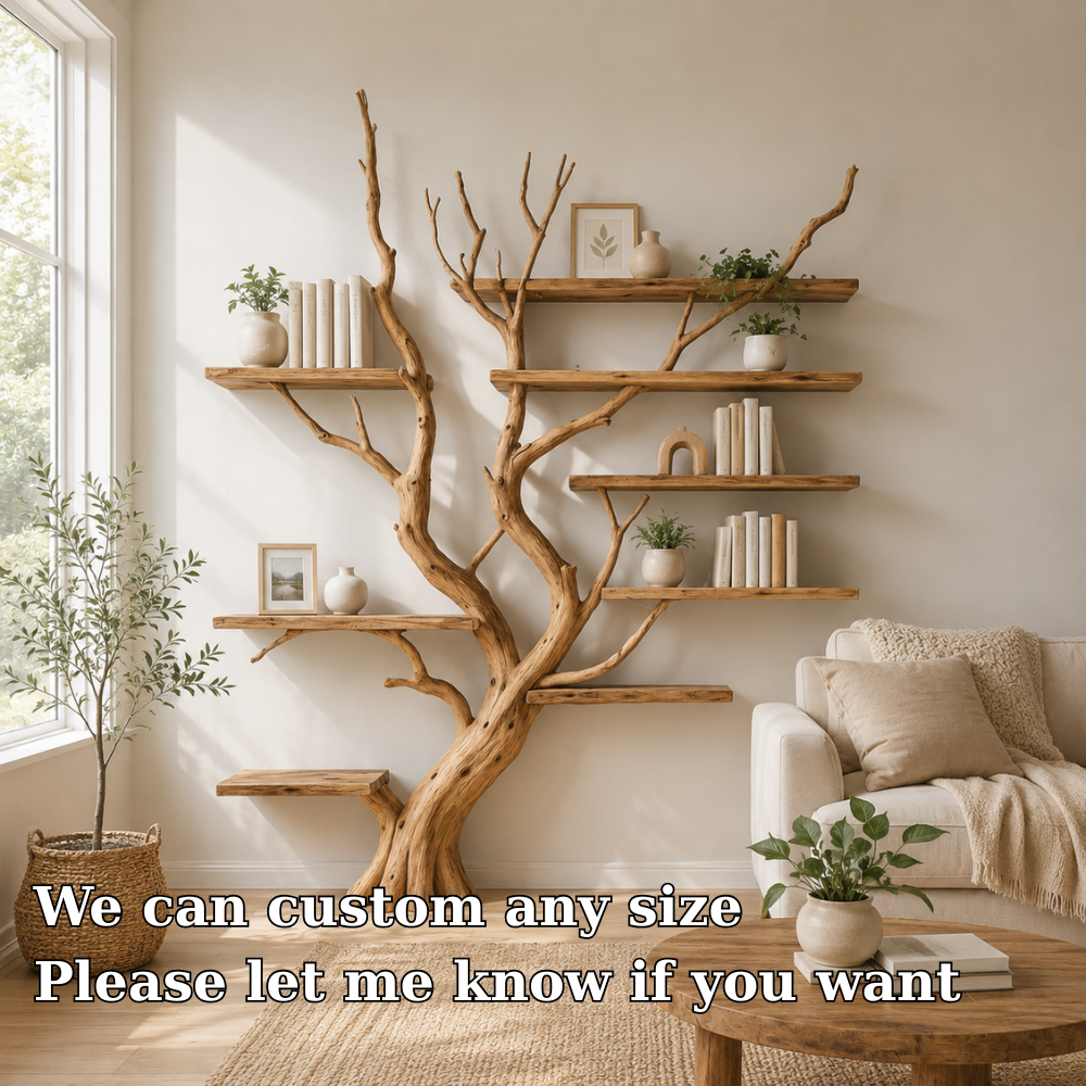 Large Solid Wood Tree Bookshelf for Nature Inspired Home Decor