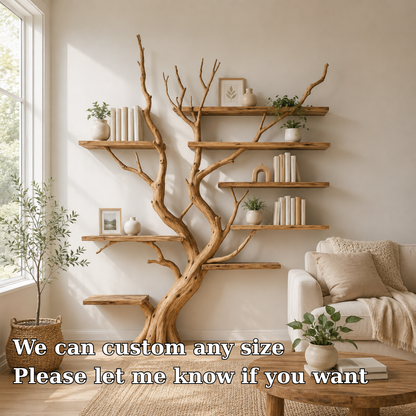 Large Solid Wood Tree Bookshelf for Nature Inspired Home Decor