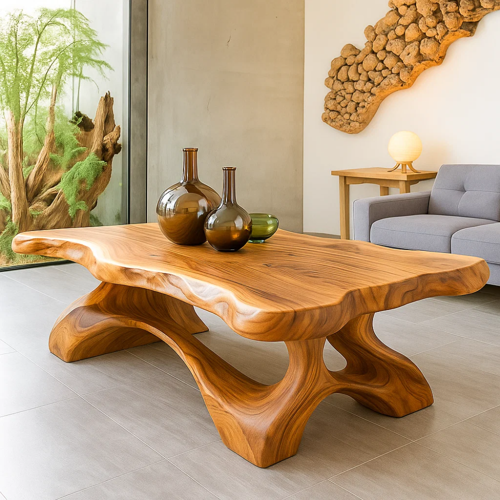 Handcrafted Solid Wood Coffee Table – Sculptural Live-Edge Centerpiece for Modern Interiors Kitchnce