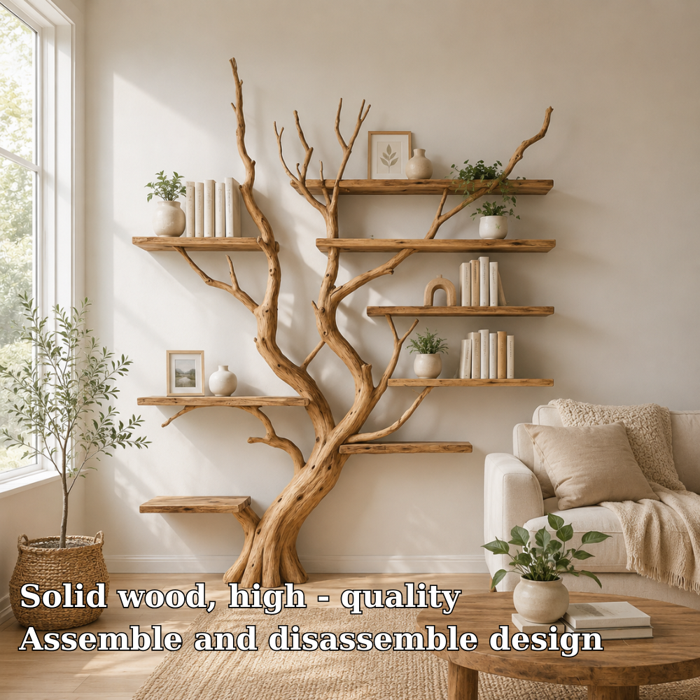Large Solid Wood Tree Bookshelf for Nature Inspired Home Decor
