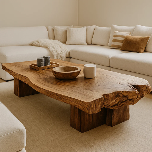 Handcrafted Solid Wood Coffee Table – Live Edge Organic Design for Modern Natural Interiors Kitchnce