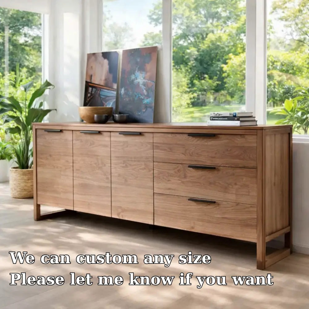 Solid Wood Modern Console Table with Drawers and Cabinet Storage Kitchnce