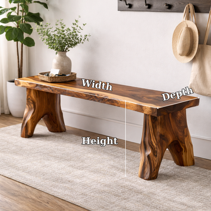 Live Edge Solid Wood Entryway Bench | Organic Design with Unique Legs Kitchnce