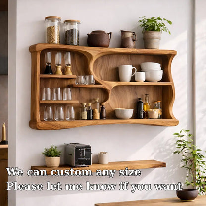 Solid Wood Kitchen Cabinet Shelf – Curved Open Wall Storage for Modern Kitchens Kitchnce