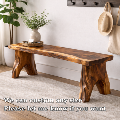 Live Edge Solid Wood Entryway Bench | Organic Design with Unique Legs Kitchnce