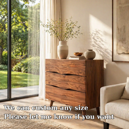 Live Edge Solid Wood Console Sideboard – Rustic Modern Walnut Storage Cabinet