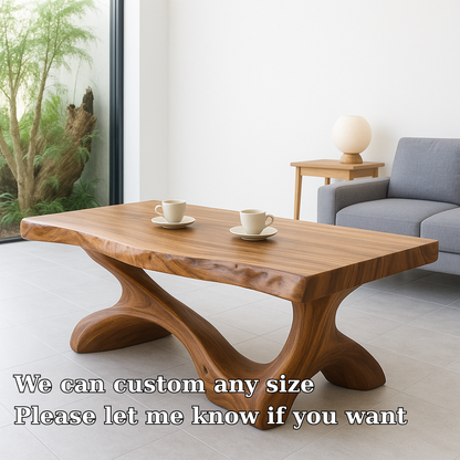 Handcrafted Solid Wood Coffee Table – Sculptural Live-Edge Design for Modern Living Rooms Kitchnce