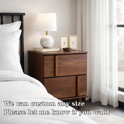 Solid Wood Nightstand with Drawers – Modern Minimalist Bedside Table