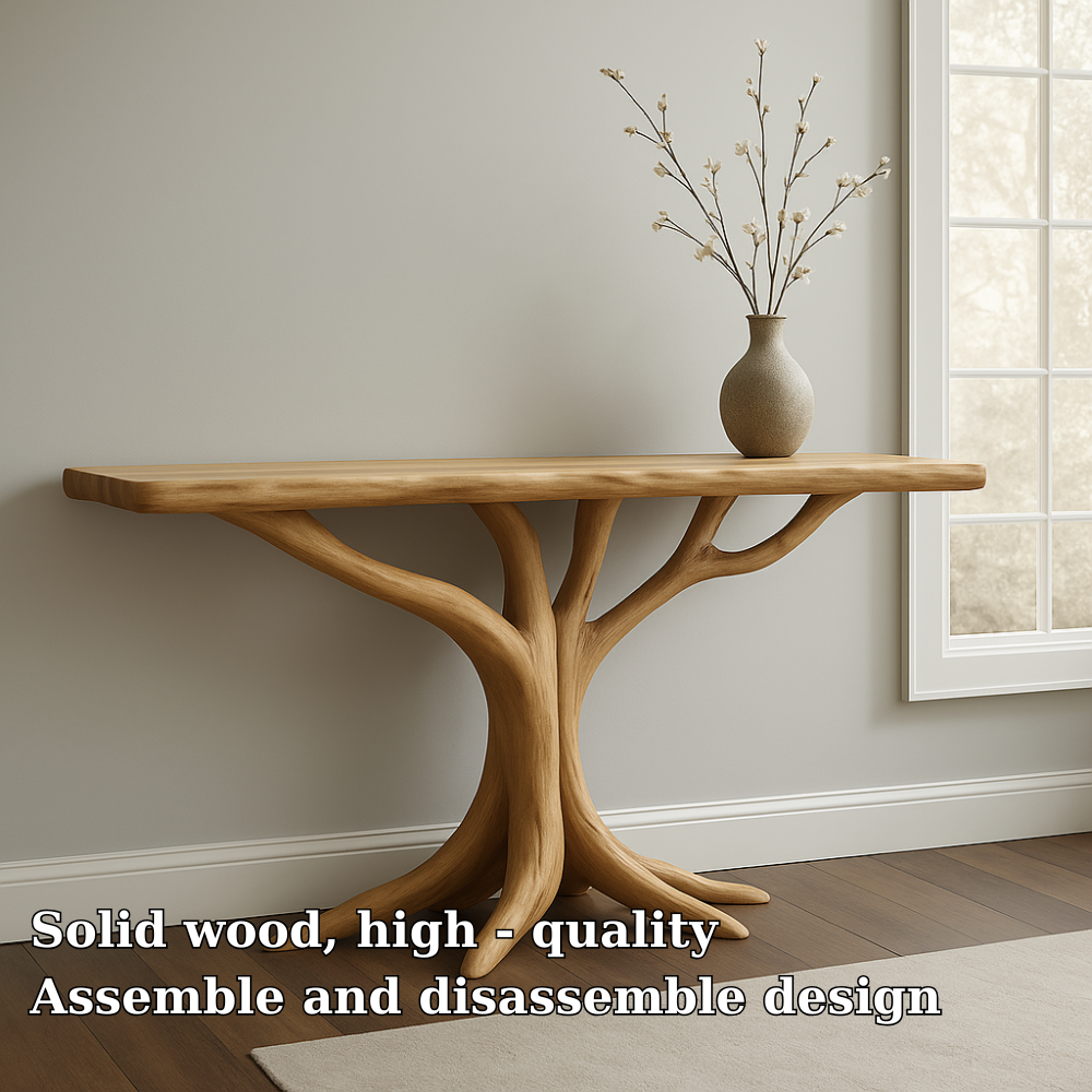 Handcrafted Solid Wood Console Table – Organic Tree Root Design for Modern Interiors