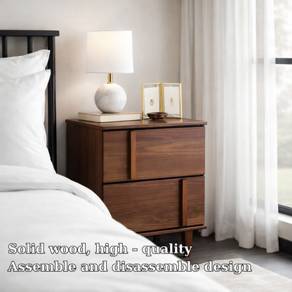 Solid Wood Nightstand with Drawers – Modern Minimalist Bedside Table