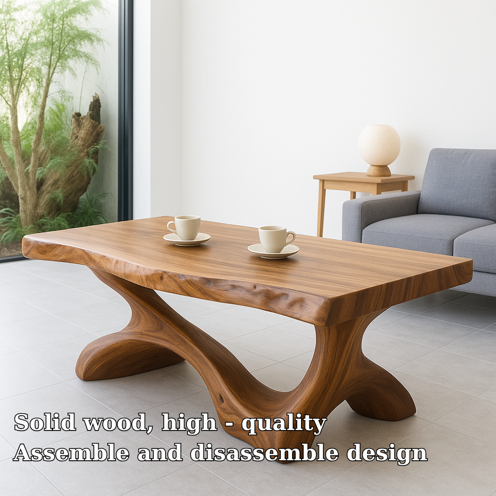 Handcrafted Solid Wood Coffee Table – Sculptural Live-Edge Design for Modern Living Rooms Kitchnce