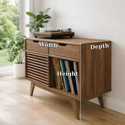 Modern Console Table with Drawers, Sliding Door & Open Storage Kitchnce