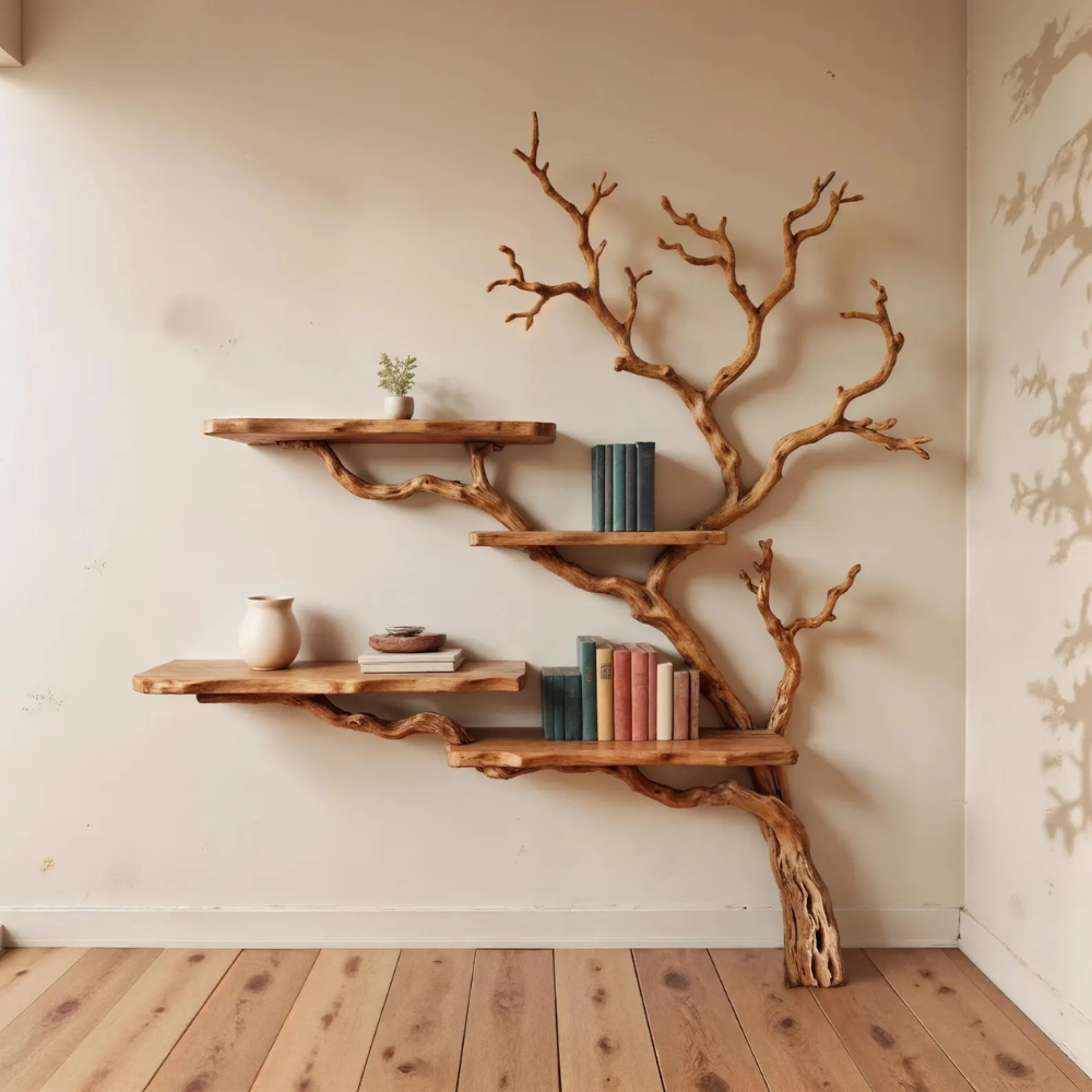 Willowreach Handcrafted Solid Wood Tree Bookshelf