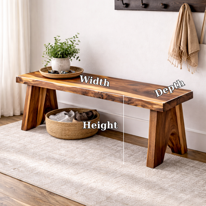 Solid Wood Entryway Bench with Storage | Rustic Hallway Seating & Shoe Rack Kitchnce