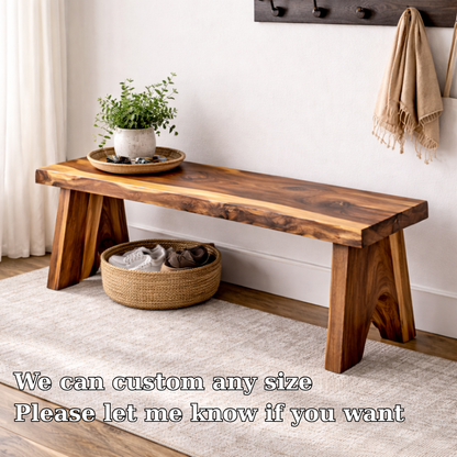 Solid Wood Entryway Bench with Storage | Rustic Hallway Seating & Shoe Rack Kitchnce