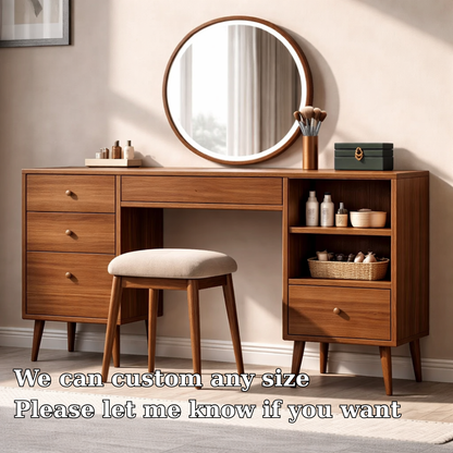 Solid Wood Makeup Vanity with Storage – Modern Design for Beauty Essentials