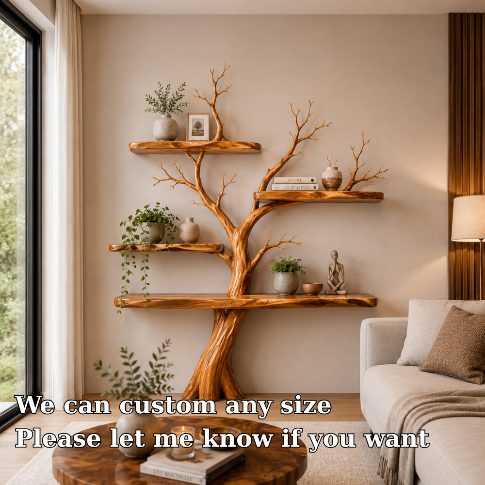 Tree Bookshelf | Handmade Solid Wood Wall Shelf