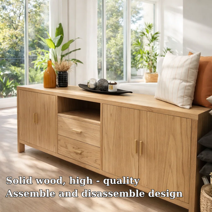 Sideboard Cabinet with Drawers, Doors and Open Shelf Storage