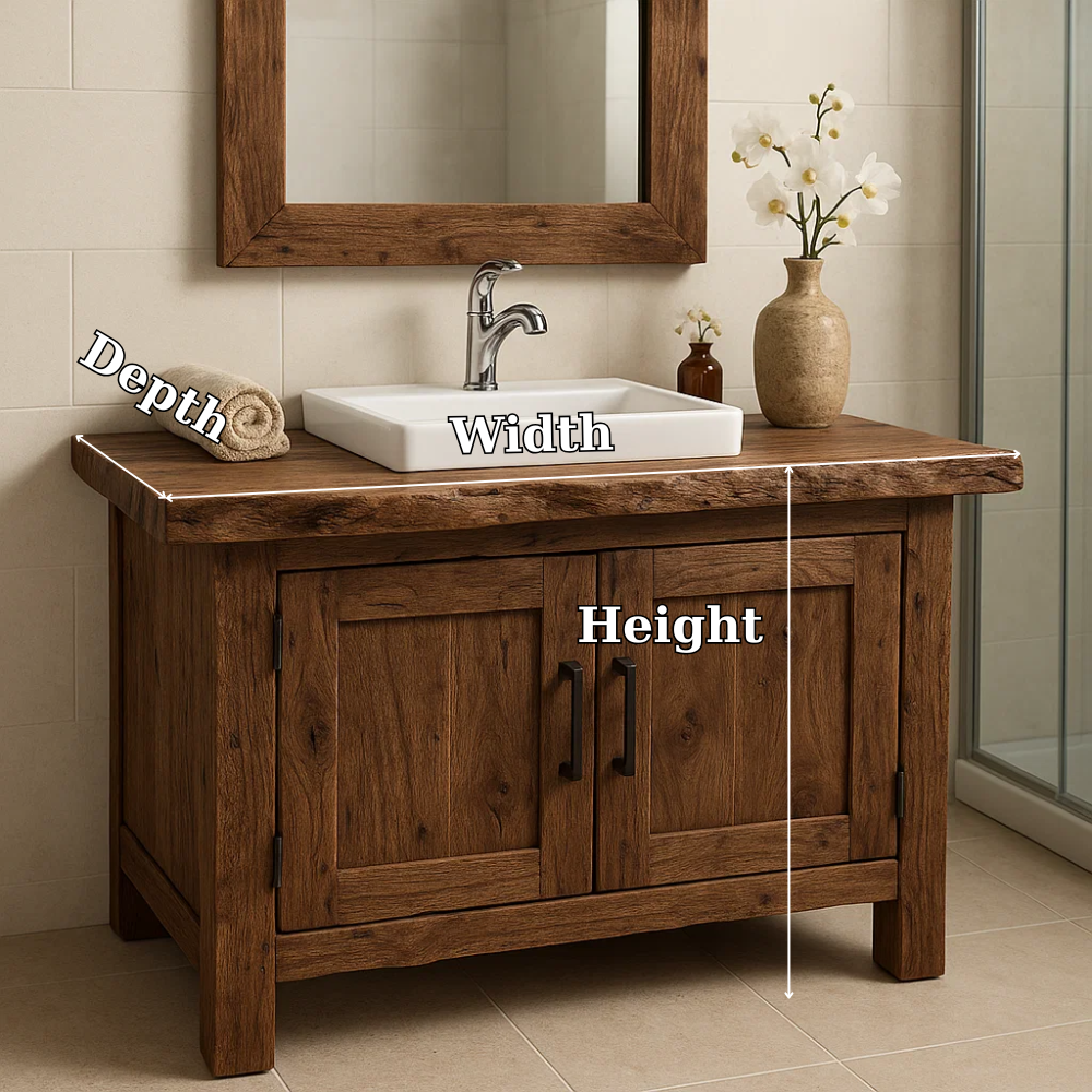Rustic Wooden Bathroom Vanity with Square Sink and Storage Cabinets Kitchnce