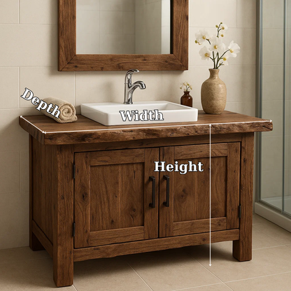 Rustic Wooden Bathroom Vanity with Square Sink and Storage Cabinets Kitchnce
