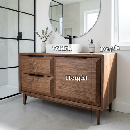 Solid Wood Bathroom Vanity with Drawer & Cabinet – Modern Minimal Base