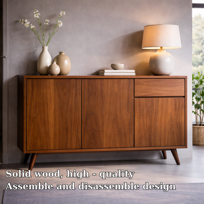 Solid Wood Console Cabinet with Drawer and Doors – Modern Entryway Storage Cabinet