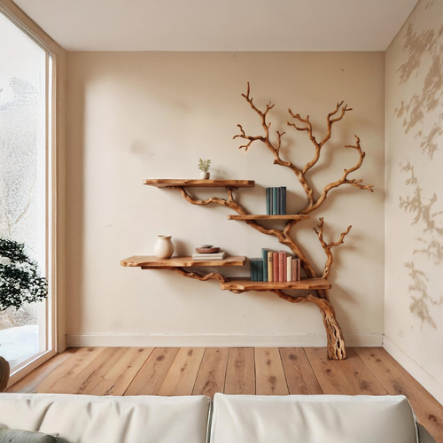 Willowreach Handcrafted Solid Wood Tree Bookshelf