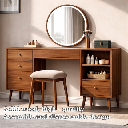 Solid Wood Makeup Vanity with Storage – Modern Design for Beauty Essentials