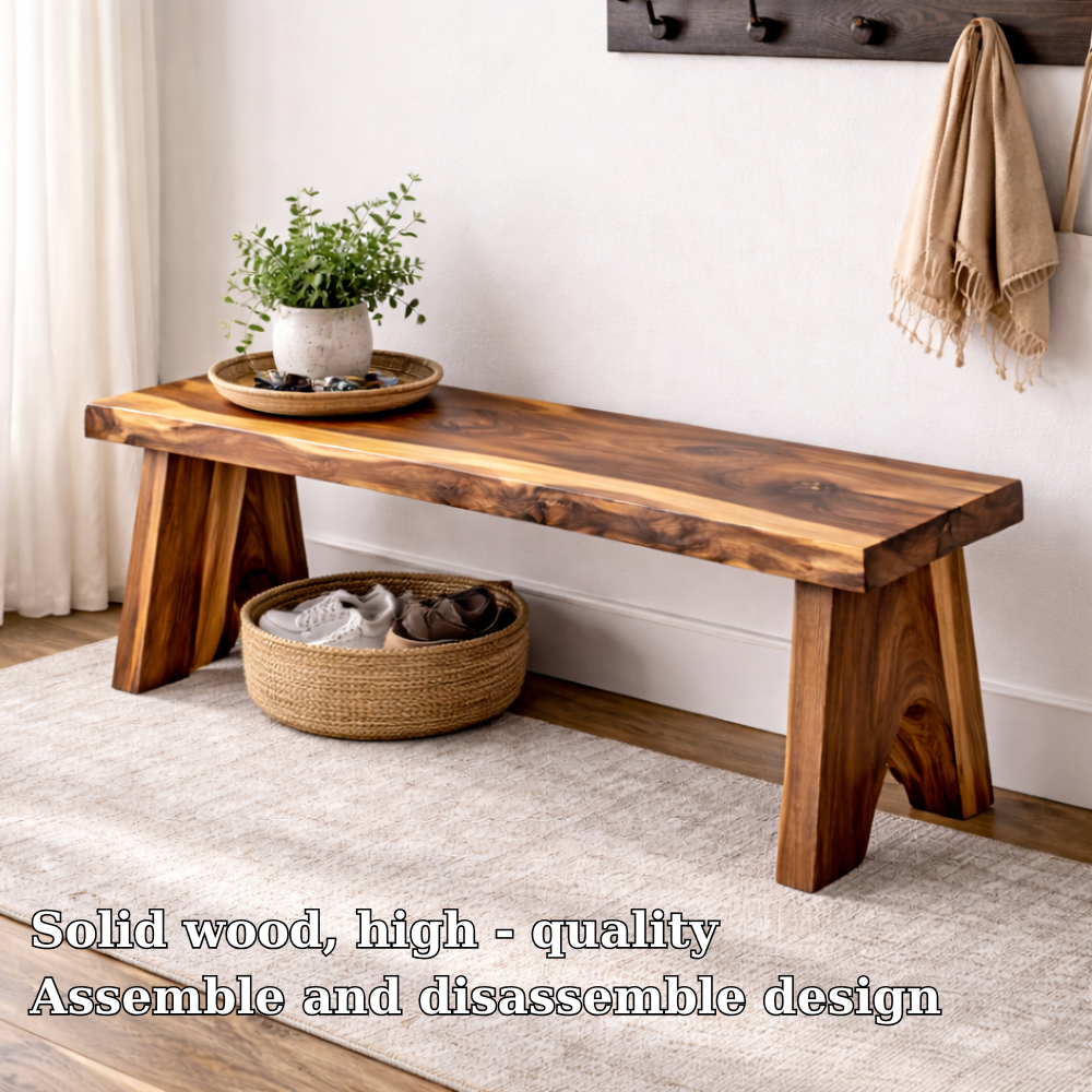 Solid Wood Entryway Bench with Storage | Rustic Hallway Seating & Shoe Rack Kitchnce