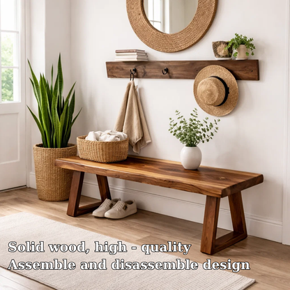 Solid Wood Entryway Bench with Storage | Rustic Modern Hallway Bench Kitchnce