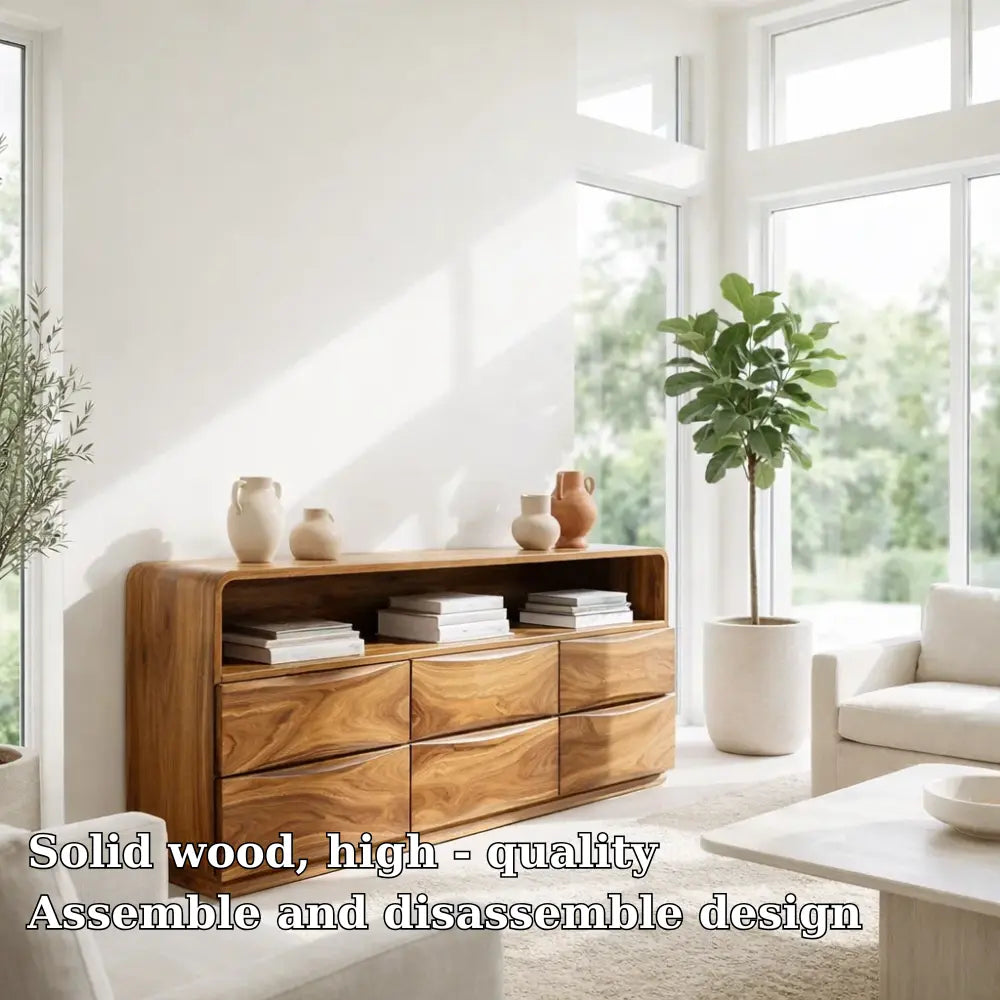 Modern Console Table with Curved Edges & Wave Drawer Design Kitchnce