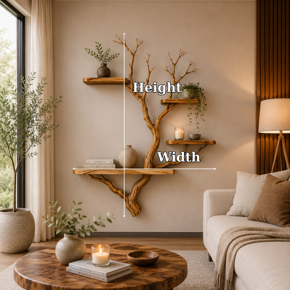 Tree Bookshelf | Handmade Solid Wood Floating Wall Shelf