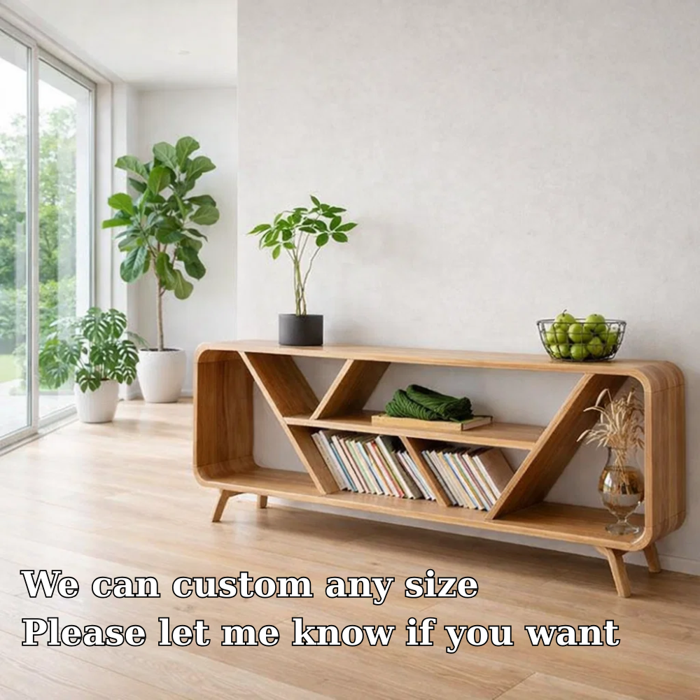 Open Shelf Sideboard Cabinet with Geometric Design – Modern Display Storage Console