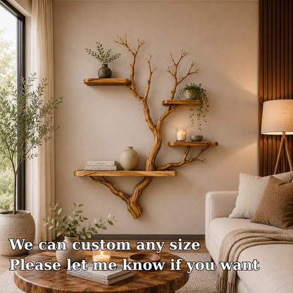 Tree Bookshelf | Handmade Solid Wood Floating Wall Shelf