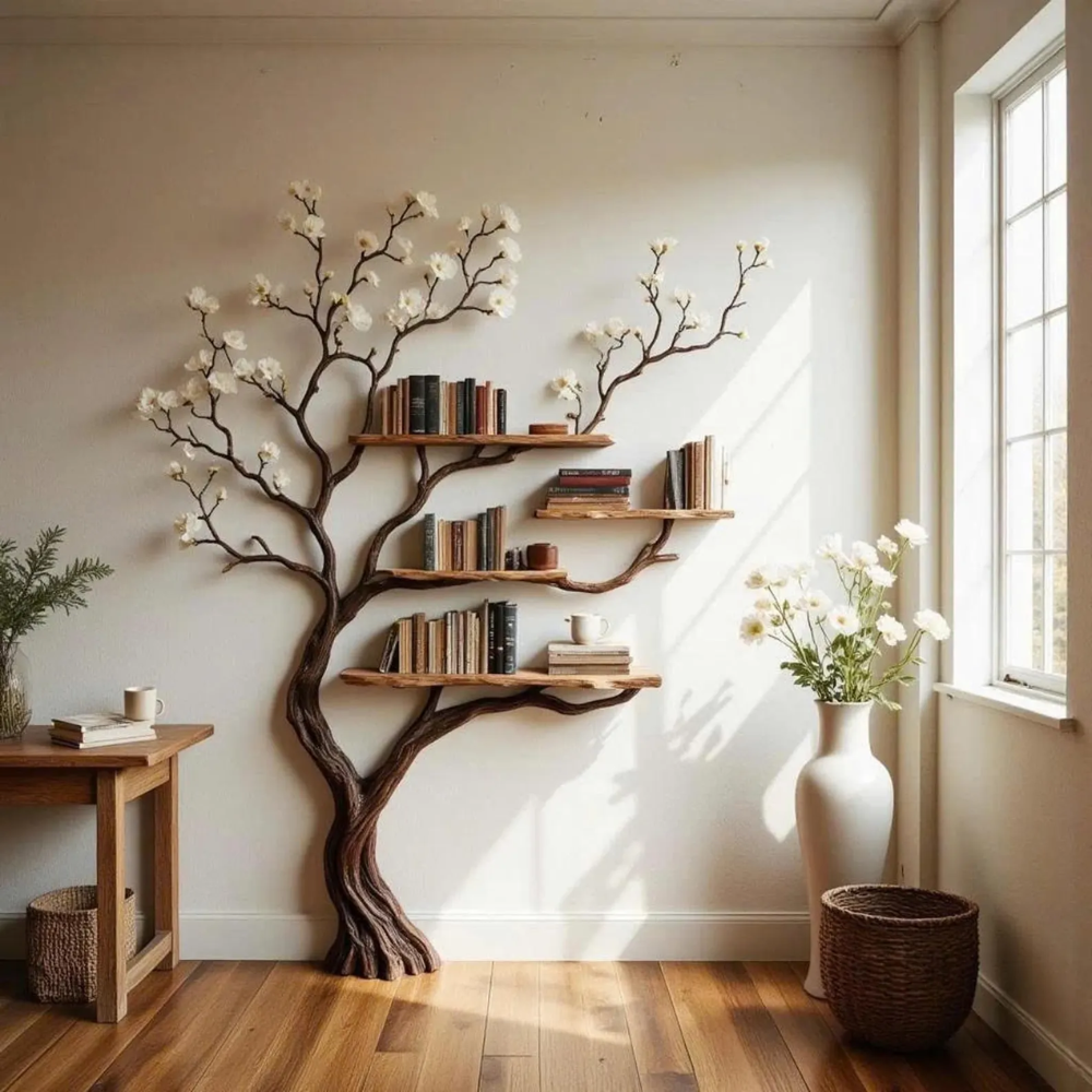 Floravale Handcrafted Solid Wood Tree Bookshelf