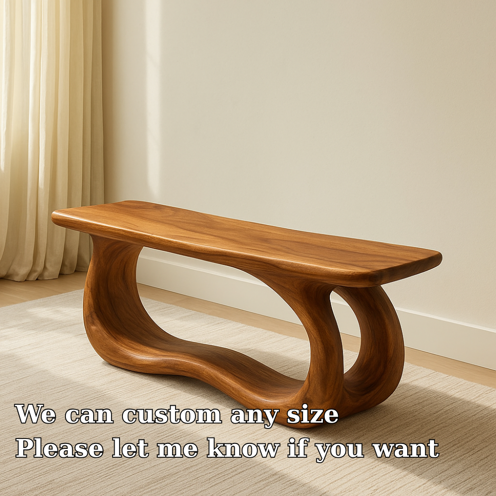 Handcrafted Solid Wood Bench – Modern Organic Flow Design for Contemporary Natural Interiors Kitchnce