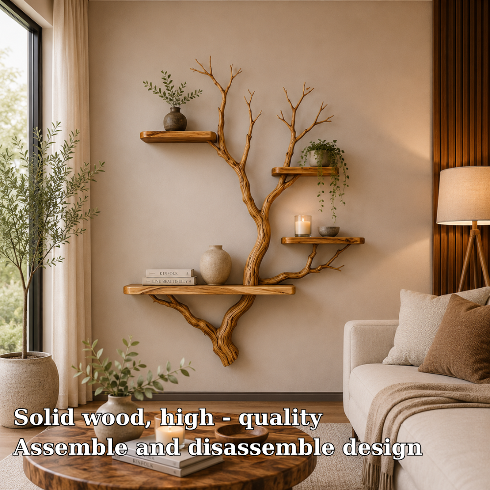 Tree Bookshelf | Handmade Solid Wood Floating Wall Shelf