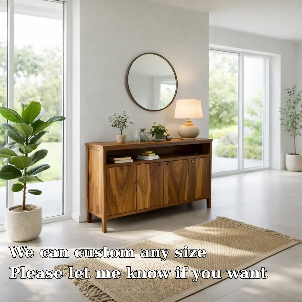 Modern Console Table with Cabinet Doors & Open Shelf Kitchnce