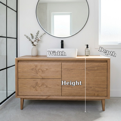 Solid Wood Bathroom Vanity with Drawers & Cabinet – Clean Minimal Design