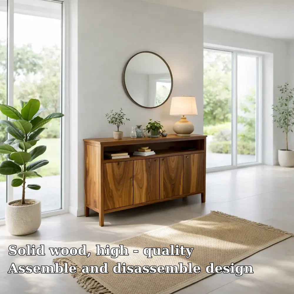 Modern Console Table with Cabinet Doors & Open Shelf Kitchnce