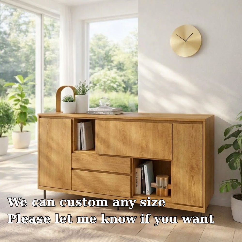 Modern Sideboard Cabinet with Drawers and Open Storage