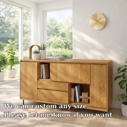 Modern Sideboard Cabinet with Drawers and Open Storage