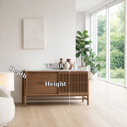 Modern Sideboard Cabinet with Slatted Door and Drawer – Minimal Storage Console