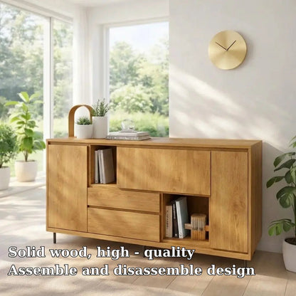 Modern Wood Console Table with Storage Cabinet & Shelves Kitchnce