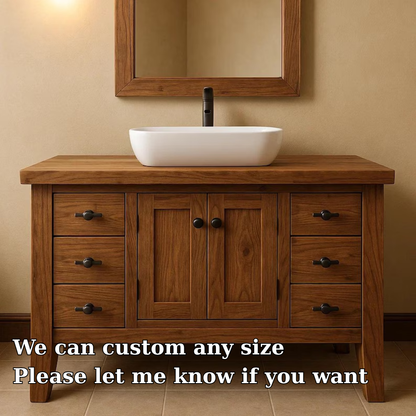Handcrafted Solid Wood Bathroom Vanity – Classic Double Door Sink Cabinet Kitchnce